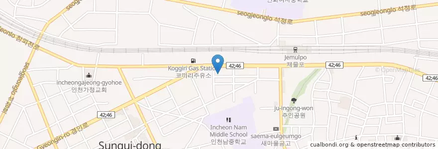 Mapa de ubicacion de GS칼텍스역전주유소 en 大韓民国, 仁川広域市, 弥鄒忽区.