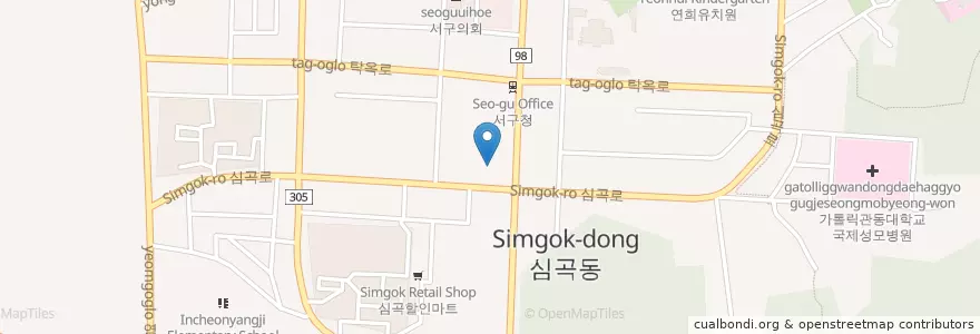 Mapa de ubicacion de 동우석유직영연희주유소 en Korea Selatan, 인천, 서구, 연희동.