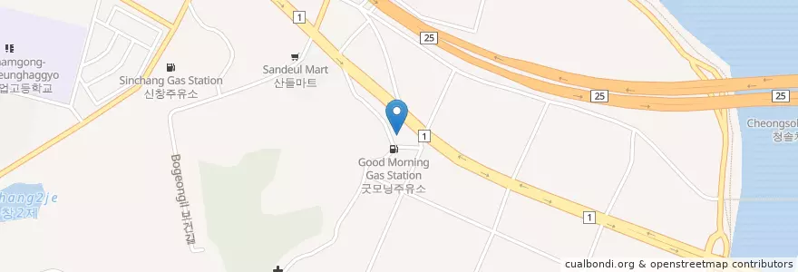 Mapa de ubicacion de 굿모닝주유소 en Coreia Do Sul, Jeolla Do Sul, Gwangju, 광산구.