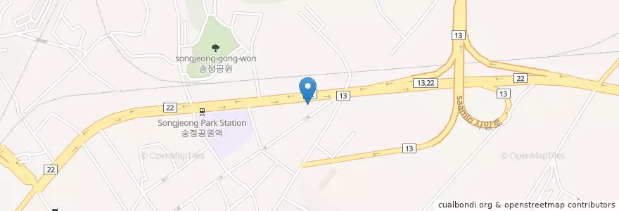 Mapa de ubicacion de 송정우리주유소 en Coreia Do Sul, Jeolla Do Sul, Gwangju, 광산구.