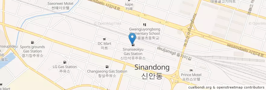 Mapa de ubicacion de 신안석유주유소 en Республика Корея, Чолла-Намдо, Кванджу, 북구.