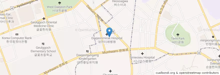 Mapa de ubicacion de 충대주유소 en 대한민국, 대전, 중구, 대사동, 문화동.