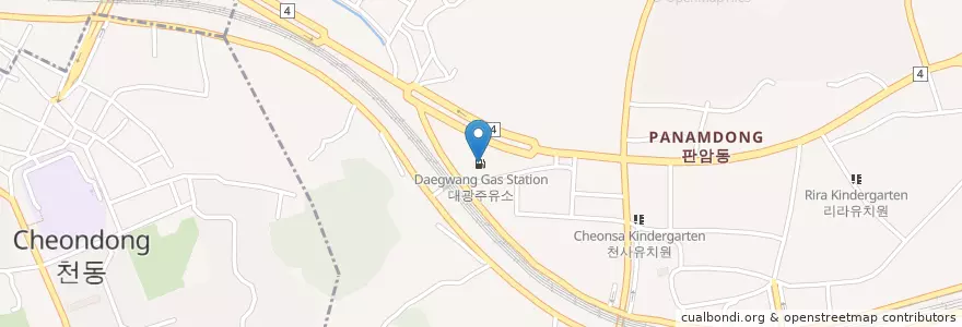 Mapa de ubicacion de 대광주유소 en 대한민국, 대전, 동구, 판암동.