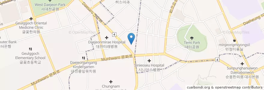 Mapa de ubicacion de 중앙주유소 en Zuid-Korea, Daejeon, 중구, 대사동, 문화동, 대흥동.