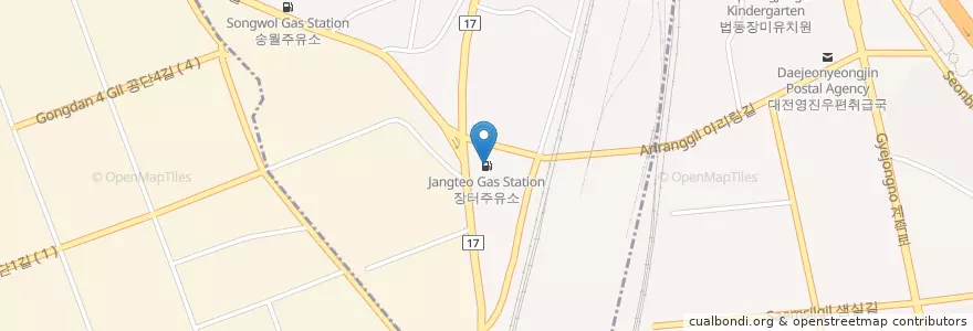 Mapa de ubicacion de Jangteo Gas Station en South Korea, Daejeon, Daedeok-Gu, Hoedeok-Dong.