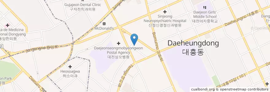 Mapa de ubicacion de 충남주유소 en 大韓民国, 大田, 中区, 대흥동.