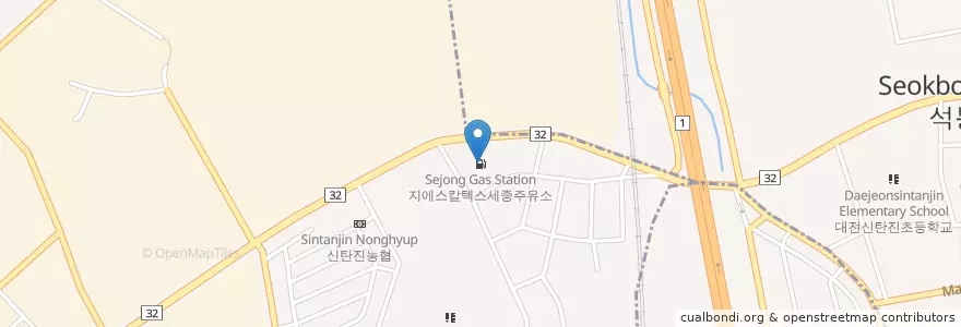 Mapa de ubicacion de 지에스칼텍스세종주유소 en Corée Du Sud, Daejeon, 대덕구, 목상동.