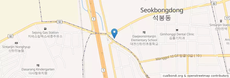 Mapa de ubicacion de 지에스칼텍스고객사랑주유소 en 大韓民国, 大田, 大徳区, 석봉동.