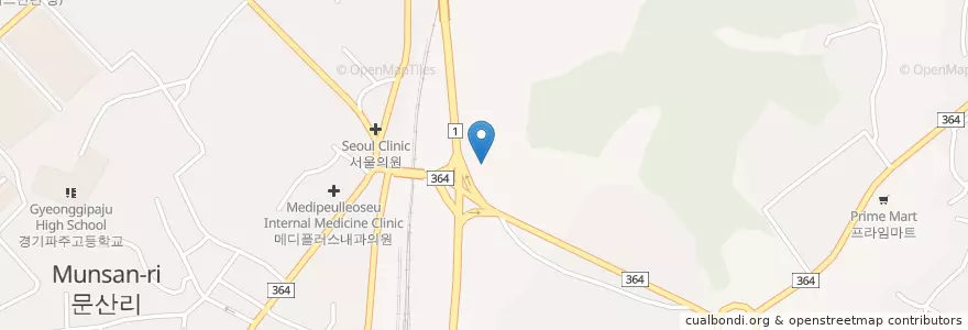Mapa de ubicacion de 신성주유소 en 대한민국, 경기도, 파주시, 문산읍.