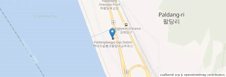 Mapa de ubicacion de 현대오일뱅크팔당대교주유소 en 대한민국, 경기도, 하남시.