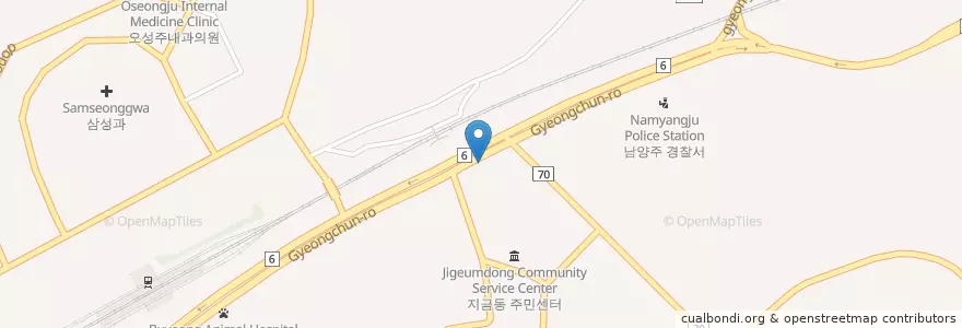 Mapa de ubicacion de (주)씨앤에프에너지동성주유소 (Ssiaenepeu Energy Dongseong Gas Station) en 大韓民国, 京畿道, 南楊州市.