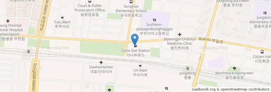 Mapa de ubicacion de Gana Gas Station en South Korea, Gyeonggi-Do, Bucheon-Si.