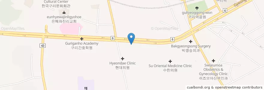 Mapa de ubicacion de 양주주유소 en Korea Selatan, Gyeonggi, 구리시.