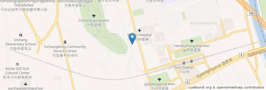 Mapa de ubicacion de 엘지주유소 en 韩国/南韓, 京畿道, 九里市.