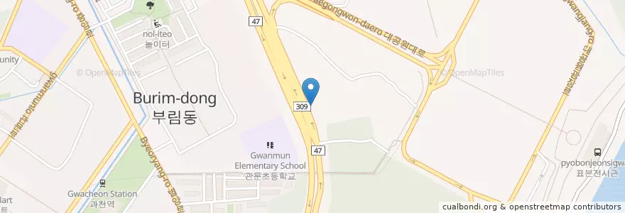 Mapa de ubicacion de Gwangmyeong Gas Station en South Korea, Gyeonggi-Do, Gwacheon-Si.