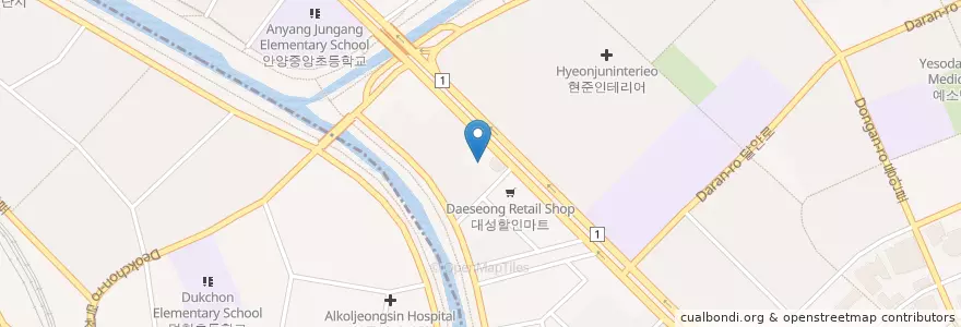 Mapa de ubicacion de 비산현대셀프주유소 en کره جنوبی, گیونگی-دو, 안양시, 동안구.