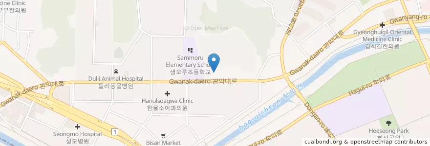Mapa de ubicacion de 청강주유소 en Güney Kore, 경기도, 안양시, 동안구, 비산동.