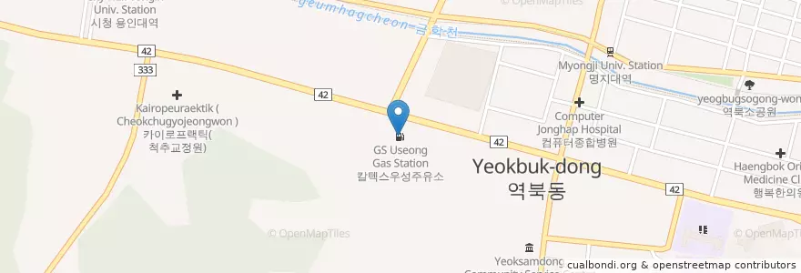 Mapa de ubicacion de GS칼텍스우성주유소 en Республика Корея, Кёнгидо, 용인시, 처인구.
