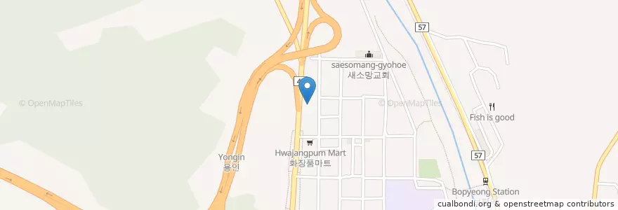Mapa de ubicacion de 용인IC셀프주유소 en 대한민국, 경기도, 용인시, 처인구.