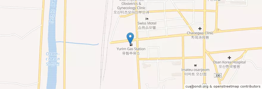 Mapa de ubicacion de 유림주유소 en Corea Del Sur, Gyeonggi, 오산시.