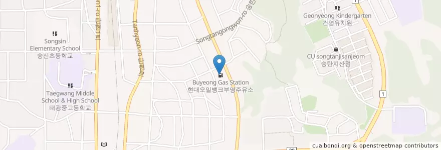Mapa de ubicacion de 현대오일뱅크부영주유소 en کره جنوبی, گیونگی-دو, 평택시.