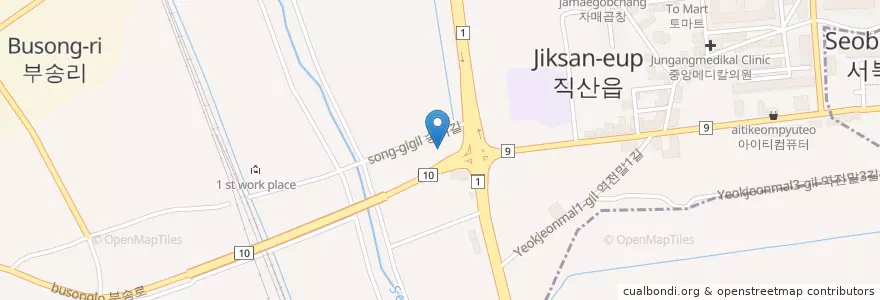Mapa de ubicacion de 신직산주유소 en Республика Корея, Чхунчхон-Намдо, 천안시, 서북구, 직산읍.