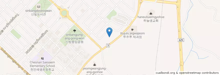 Mapa de ubicacion de Changdaehan Gas Station en South Korea, Chungcheongnam-Do, Cheonan-Si, Dongnam-Gu.