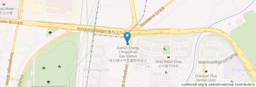 Mapa de ubicacion de 대신에너지친절한주유소 en كوريا الجنوبية, 충청남도, 천안시, 서북구.