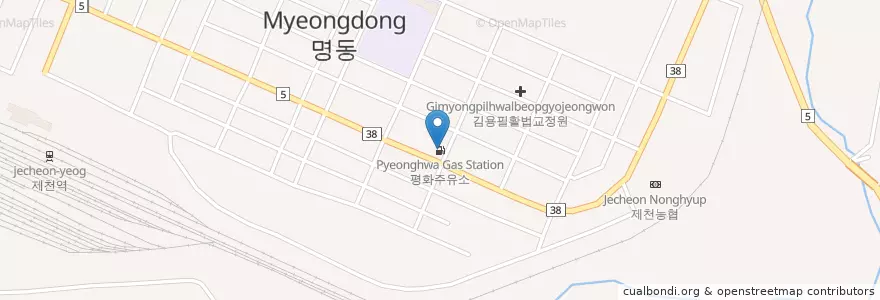 Mapa de ubicacion de 평화주유소 en 대한민국, 충청북도, 제천시.