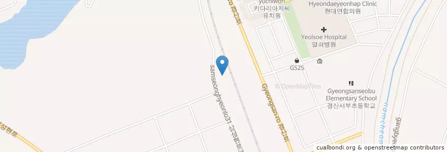 Mapa de ubicacion de 경북광유남부중앙주유소 en 대한민국, 경상북도, 경산시, 서부1동.
