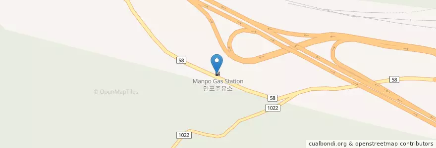 Mapa de ubicacion de 만포주유소 en 대한민국, 경상남도, 밀양시.