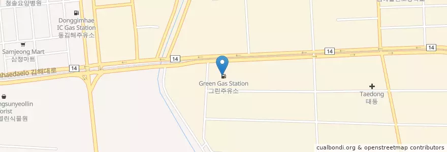 Mapa de ubicacion de 그린주유소 en 韩国/南韓, 庆尚南道, 金海市.