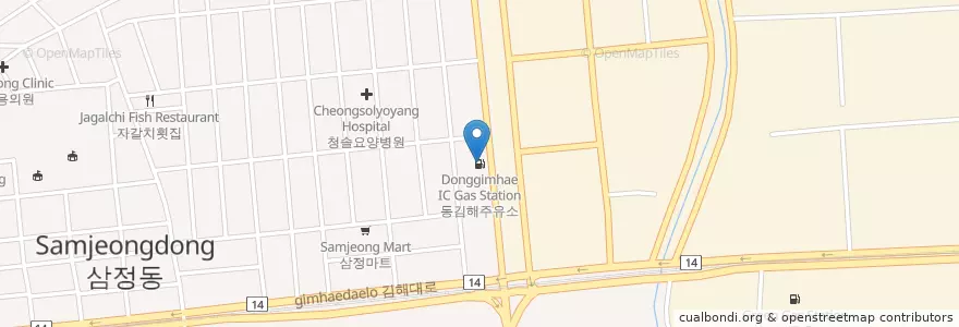 Mapa de ubicacion de 동김해IC주유소 en Corea Del Sur, Gyeongsang Del Sur, 김해시.
