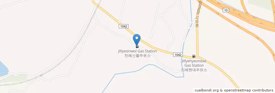 Mapa de ubicacion de 진례신월주유소 en 대한민국, 경상남도, 김해시, 진례면.