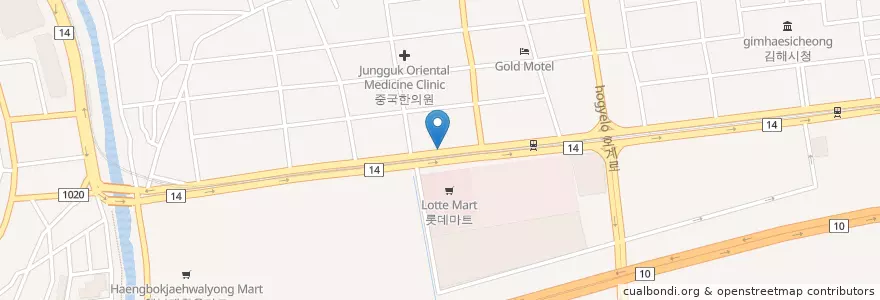 Mapa de ubicacion de 삼천석유김해주유소 en Korea Selatan, Gyeongsang Selatan, 김해시.