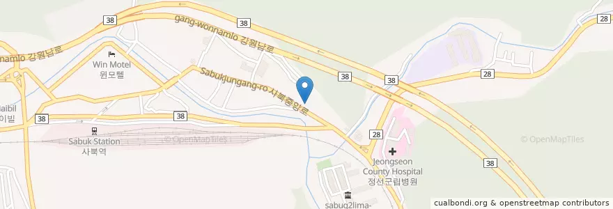 Mapa de ubicacion de 사북주유소 en كوريا الجنوبية, 강원도, 정선군.
