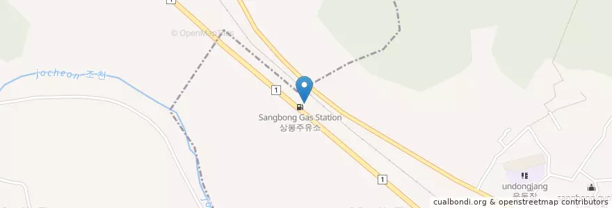 Mapa de ubicacion de 상봉주유소 en 大韓民国, 忠清北道, 전동면, 清州市, 興徳区.