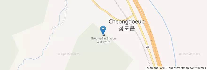 Mapa de ubicacion de 일성주유소 en 대한민국, 경상북도, 청도군, 청도읍.