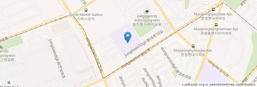 Mapa de ubicacion de 가원중학교 en Corée Du Sud, Séoul, 송파구, 가락본동.