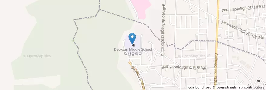 Mapa de ubicacion de 덕산중학교 en Südkorea, Seoul, 은평구, 신사1동.