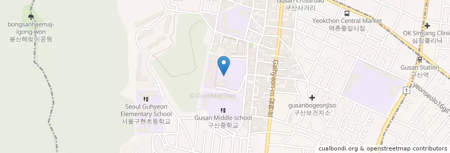 Mapa de ubicacion de 은평중학교 en Coreia Do Sul, Seul, 은평구, 구산동.