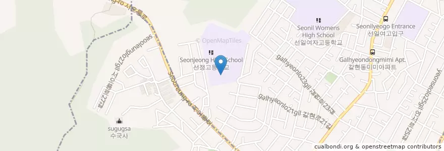 Mapa de ubicacion de 선정중학교 en 韩国/南韓, 首尔, 恩平区, 갈현2동.
