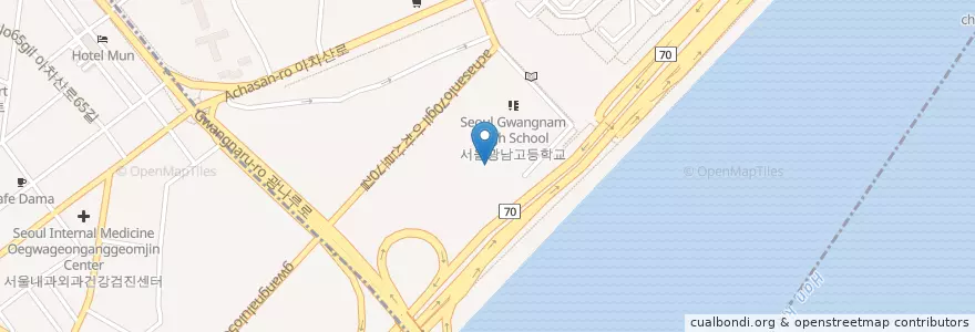 Mapa de ubicacion de 광남중학교 en کره جنوبی, سئول, 광진구, 광장동.