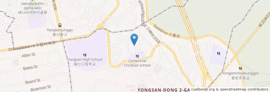 Mapa de ubicacion de 용산중학교 en Corée Du Sud, Séoul, 용산구, 용산2가동.