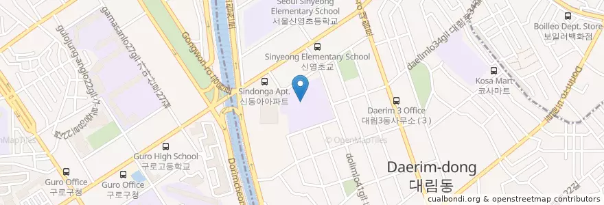 Mapa de ubicacion de 영남중학교 en Республика Корея, Сеул, 대림3동.