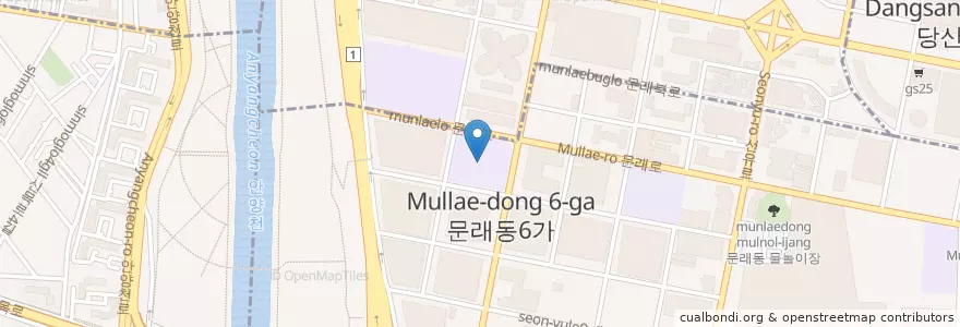 Mapa de ubicacion de 문래중학교 en 대한민국, 서울, 문래동.