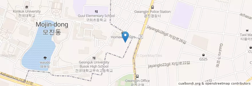 Mapa de ubicacion de 건국대학교사범대학부속중학교 en Südkorea, Seoul, 광진구, 구의1동.