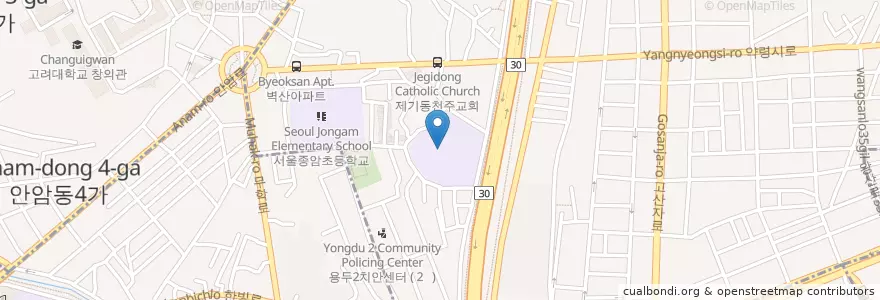 Mapa de ubicacion de Seongil Middle School en South Korea, Seoul, Dongdaemun-Gu, Yongsin-Dong, Jegi-Dong.