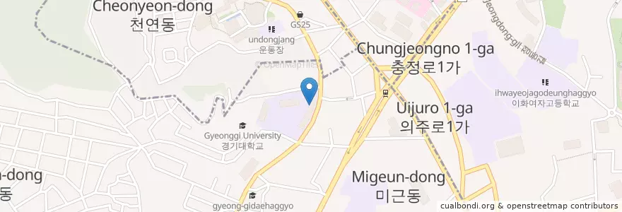Mapa de ubicacion de 인창중학교 en Corea Del Sur, Seúl, 서대문구, 충현동.