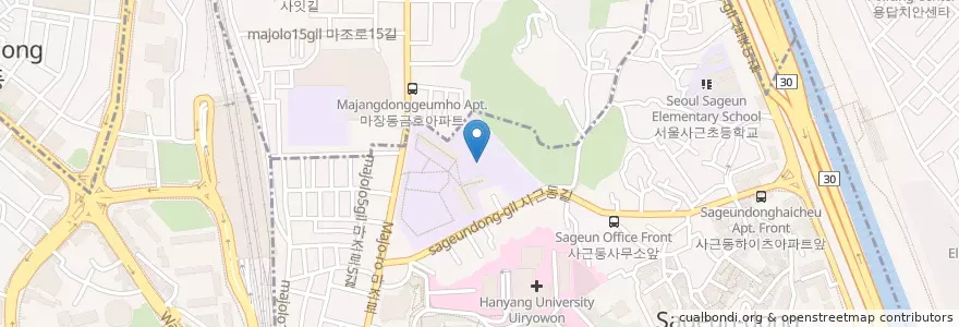 Mapa de ubicacion de 한양대학교사범대학부속중학교 en Corea Del Sud, Seul, 성동구, 사근동.